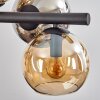 Koyoto Suspension, Boule lumineuse, Suspension Ambre, Chrome, Fumé, 8 lumières