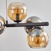Koyoto Suspension, Boule lumineuse, Suspension Ambre, Chrome, Fumé, 8 lumières