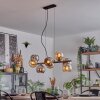 Koyoto Suspension, Boule lumineuse, Suspension Ambre, Chrome, Fumé, 8 lumières