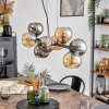 Koyoto Suspension, Boule lumineuse, Suspension Ambre, Chrome, Fumé, 8 lumières