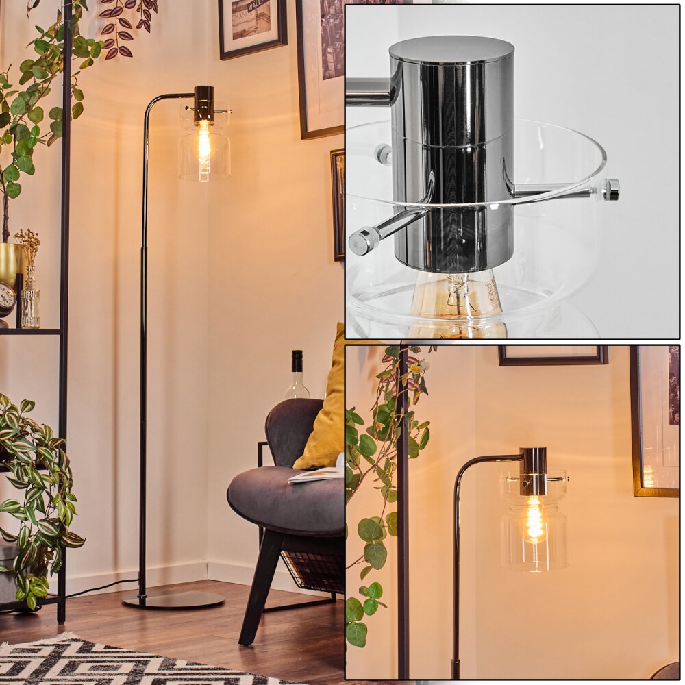 Hasvik Lampadaire Chrome, Noir, 1 lumière main product photo