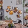 Koyoto Suspension, Boule lumineuse, Suspension Ambre, Chrome, Fumé, 8 lumières