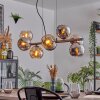 Koyoto Suspension, Boule lumineuse, Suspension Ambre, Chrome, Fumé, 8 lumières