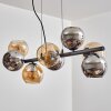 Koyoto Suspension, Boule lumineuse, Suspension Ambre, Chrome, Fumé, 8 lumières