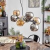 Koyoto Suspension, Boule lumineuse, Suspension Ambre, Chrome, Fumé, 8 lumières