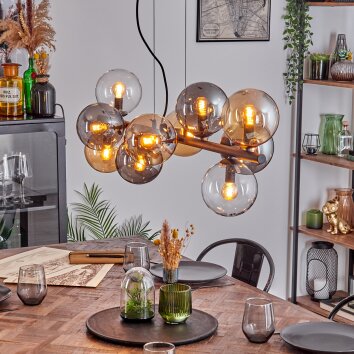 Gastor Suspension, Boule lumineuse, Suspension Ambre, Clair, Fumé, 10 lumières