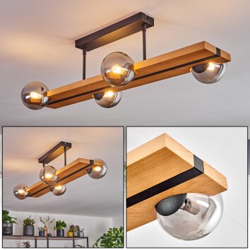 Chehalis Plafonnier, Boule lumineuse Écru, Noir, 4 lumières Chehalis Plafonnier, Boule lumineuse Écru, Noir, 4 lumières