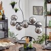 Koyoto Suspension, Boule lumineuse, Suspension Chrome, Fumé, 8 lumières