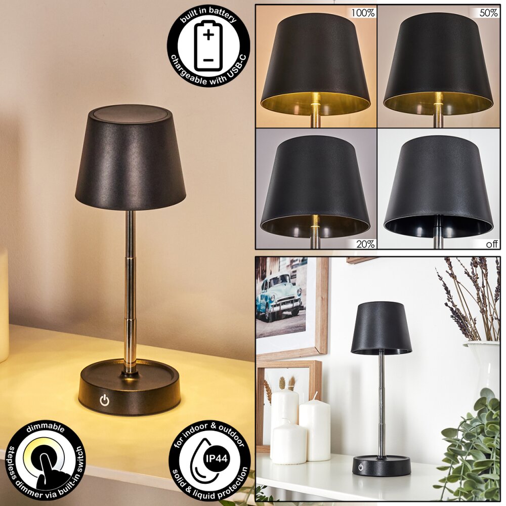 Amien Lampe de table d'extérieur, Lampe à poser LED Noir, Argenté, 1 lumière main product photo