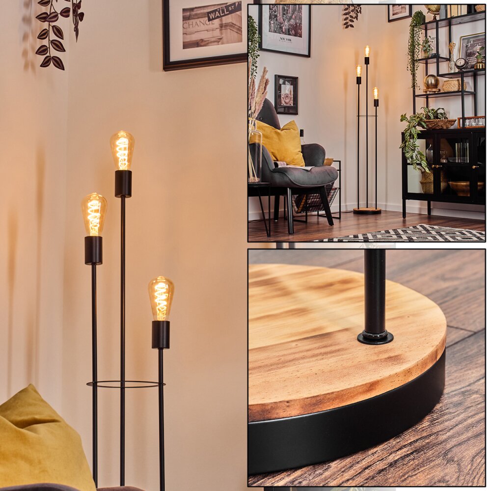 Limmingen Lampadaire Bois foncé, Noir, 3 lumières main product photo