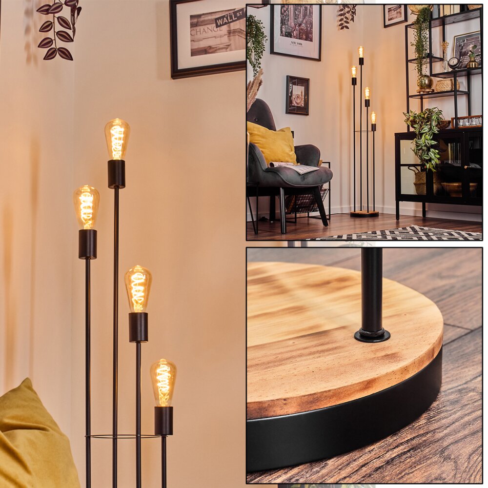 Limmingen Lampadaire Bois foncé, Noir, 4 lumières main product photo