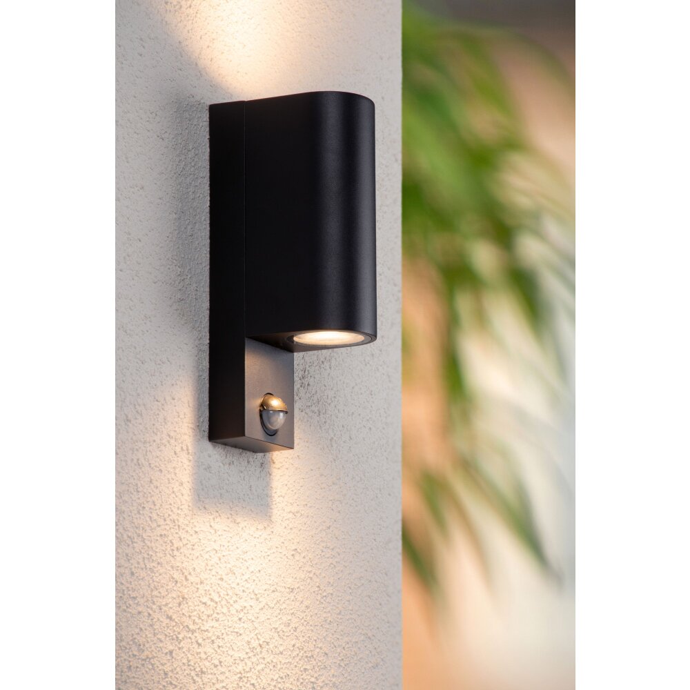 IR Lampe murale d´extérieur Luminaires Lucide Noir, 2 lumières, Détecteur de mouvement main product photo