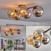 Gastor Plafonnier, Boule lumineuse Ambre, Chrome, Fumé, 5 lumières