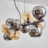 Gastor Suspension, Boule lumineuse, Suspension Ambre, Chrome, Fumé, 10 lumières