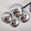 Gastor Plafonnier, Boule lumineuse Chrome, Fumé, 5 lumières