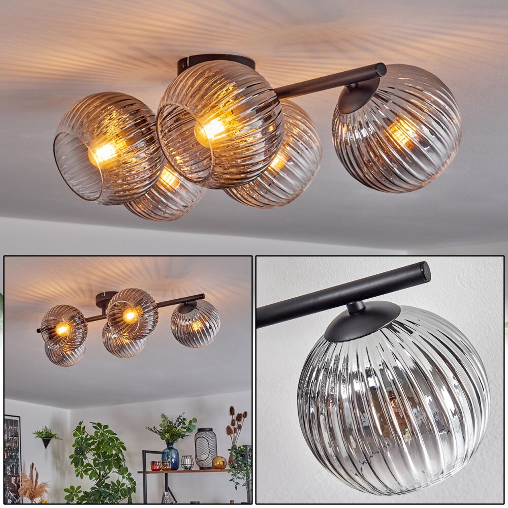 Gastor Plafonnier, Boule lumineuse Clair, Fumé, 5 lumières main product photo