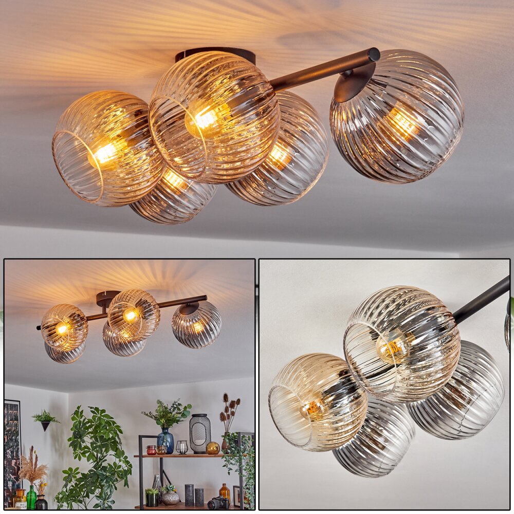 Gastor Plafonnier, Boule lumineuse Ambre, Clair, Fumé, 5 lumières main product photo