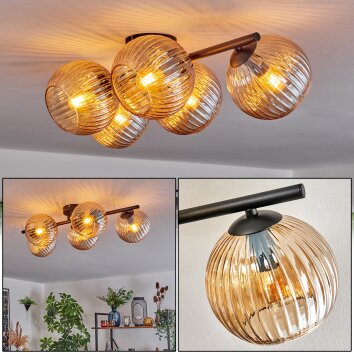 Gastor Plafonnier, Boule lumineuse Ambre, 5 lumières Gastor Plafonnier, Boule lumineuse Ambre, 5 lumières