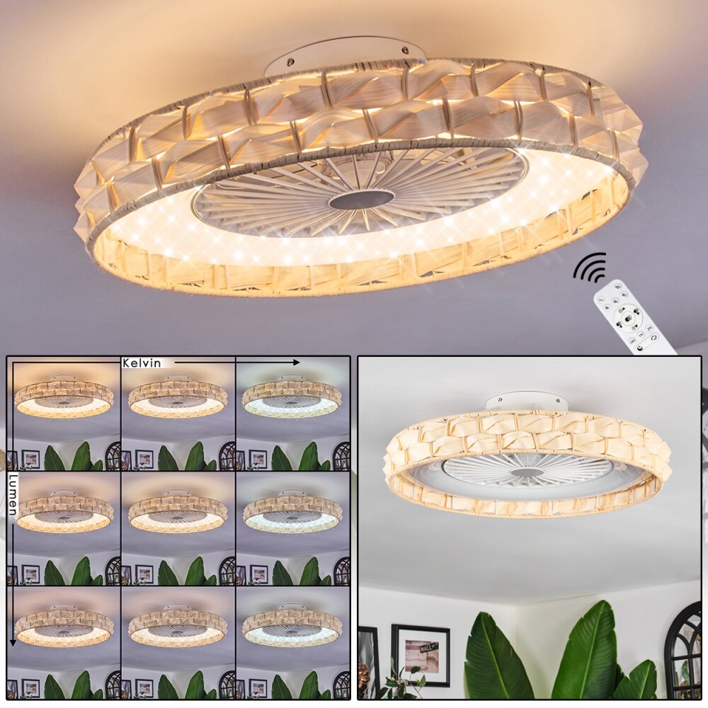 Benasal Plafonnier, Ventilateur de plafond lumineux LED Blanc, 1 lumière, Télécommandes main product photo
