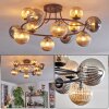 Chehalis Plafonnier, Boule lumineuse Ambre, Fumé, 12 lumières