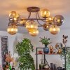 Chehalis Plafonnier, Boule lumineuse Ambre, Fumé, 12 lumières