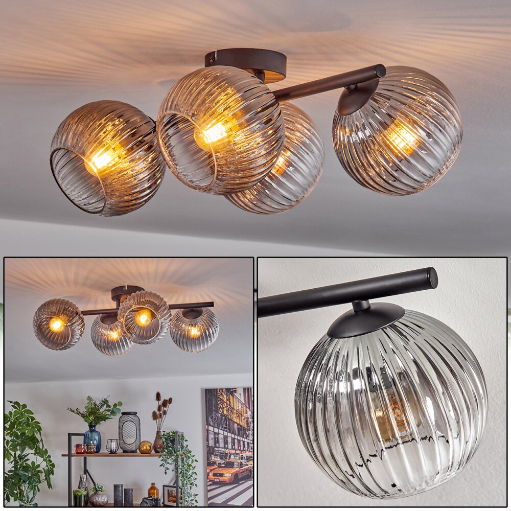 Koyoto Plafonnier, Boule lumineuse Clair, Fumé, 4 lumières main product photo