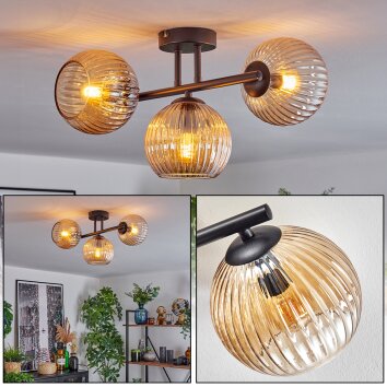 Koyoto Plafonnier, Boule lumineuse Ambre, 3 lumières