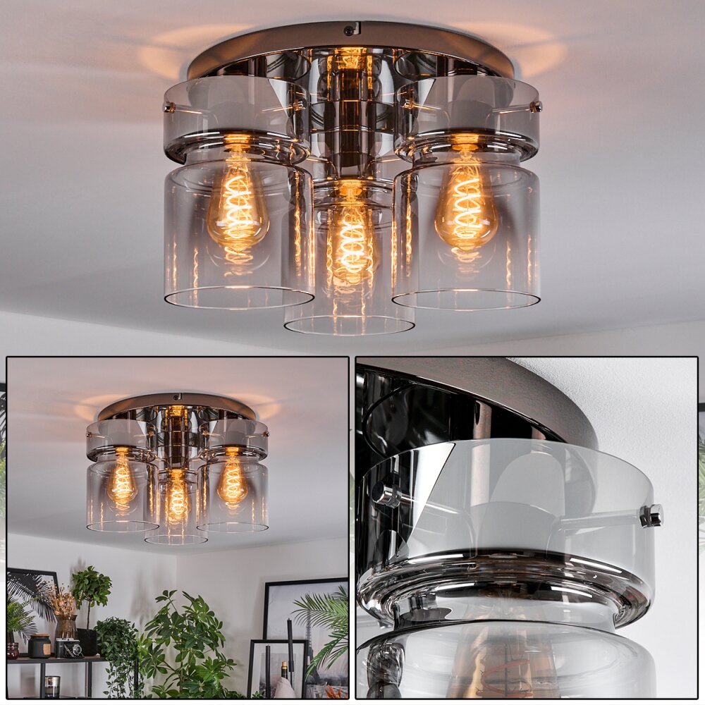Hasvik Plafonnier, Spot de plafond Chrome, Noir, 3 lumières main product photo