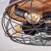 Tourais Plafonnier, Ventilateur de plafond lumineux LED Couleur bois, Noir, 4 lumières, Télécommandes
