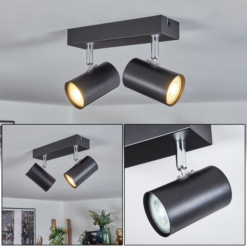 Gesteira Plafonnier, Spot de plafond Chrome, Noir, 2 lumières main product photo