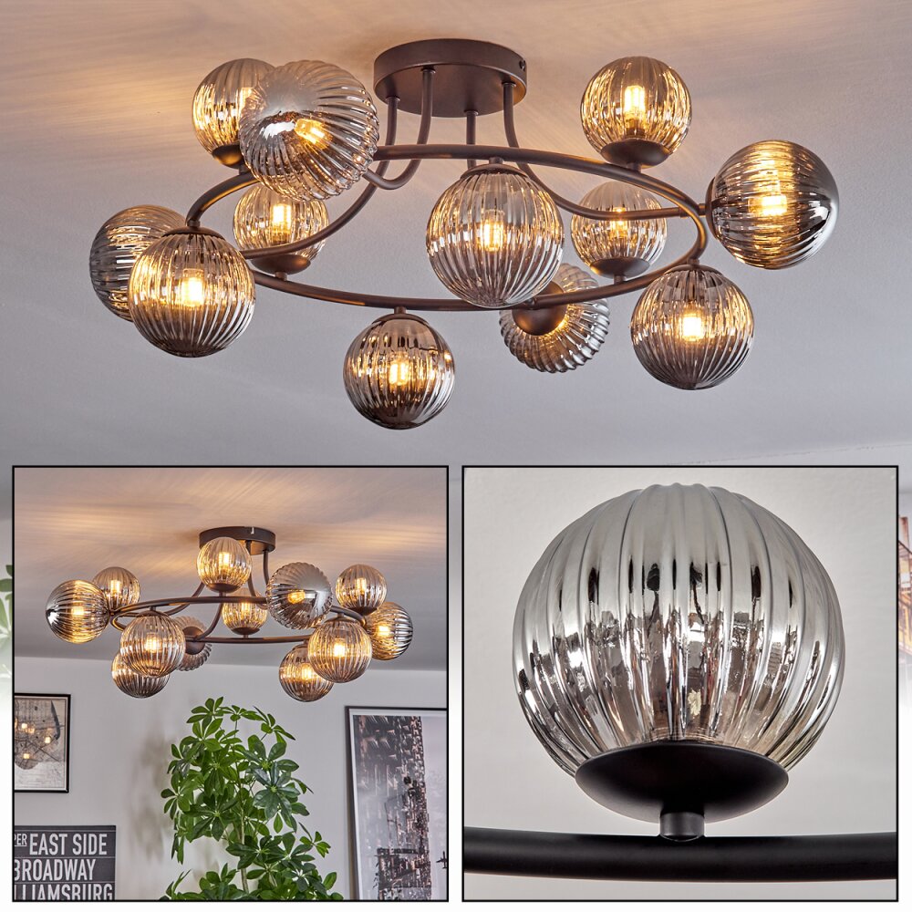Chehalis Plafonnier, Boule lumineuse 76 cm Fumé, 12 lumières main product photo