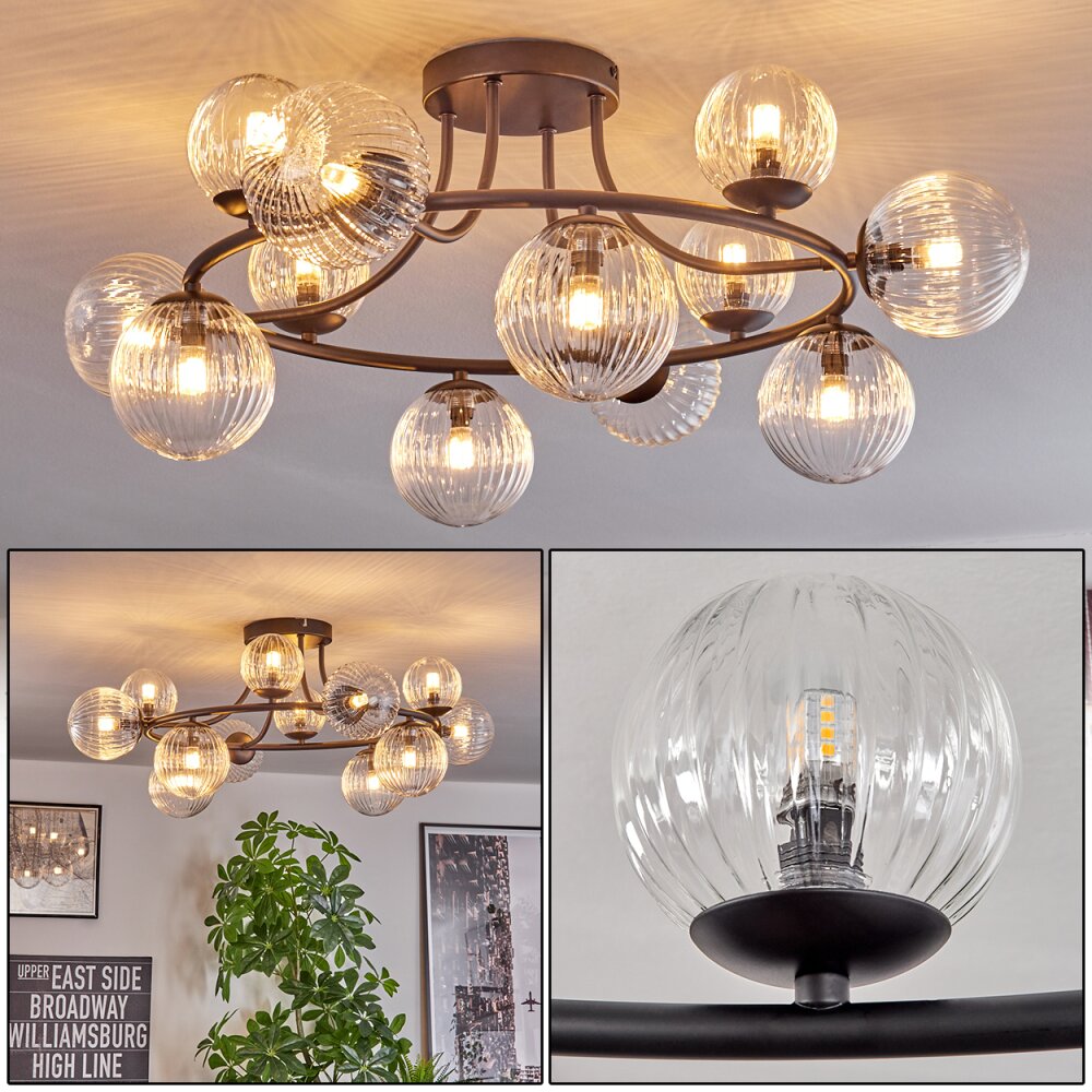 Chehalis Plafonnier, Boule lumineuse 76 cm Clair, 12 lumières main product photo