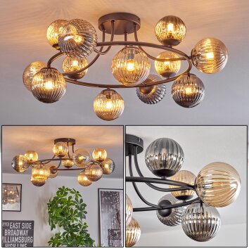 Chehalis Plafonnier, Boule lumineuse 76 cm Ambre, Fumé, 12 lumières Chehalis Plafonnier, Boule lumineuse 76 cm Ambre, Fumé, 12 lumières