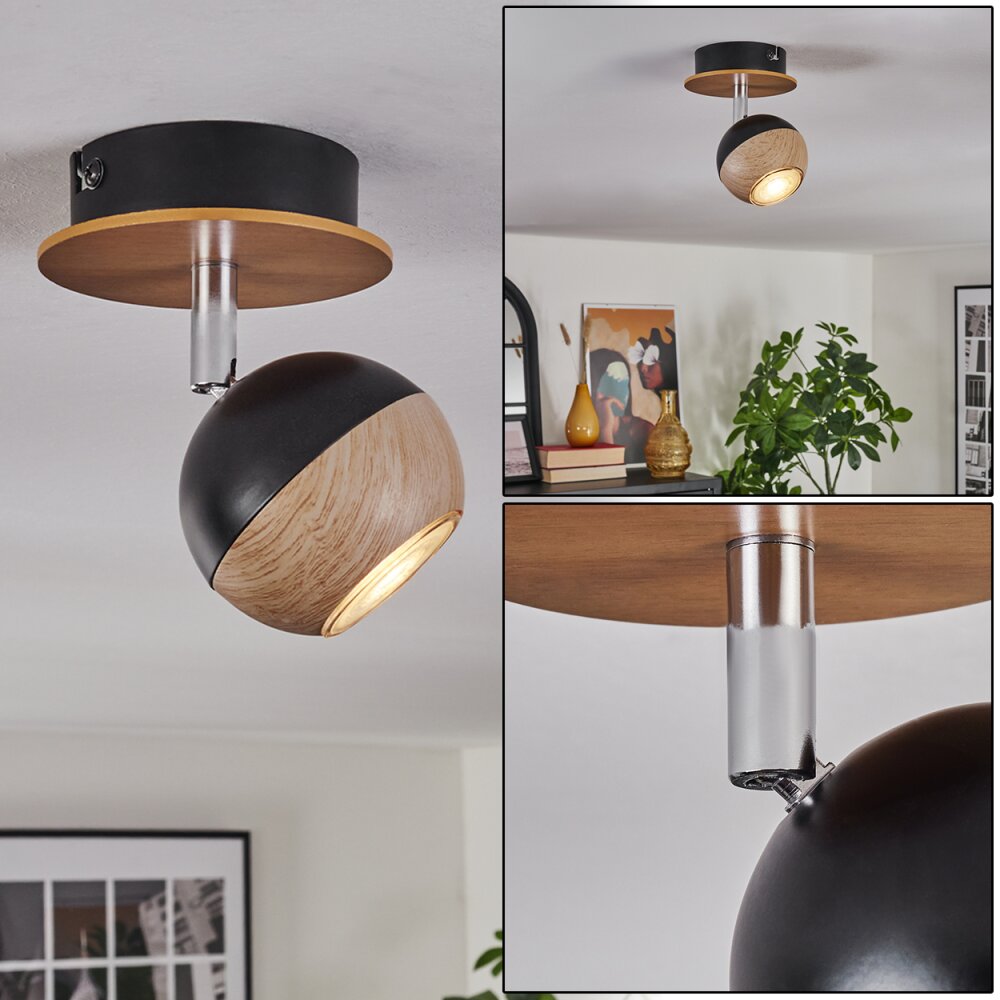 Haldor Plafonnier, Spot de plafond Brun, Chrome, Noir, 1 lumière main product photo