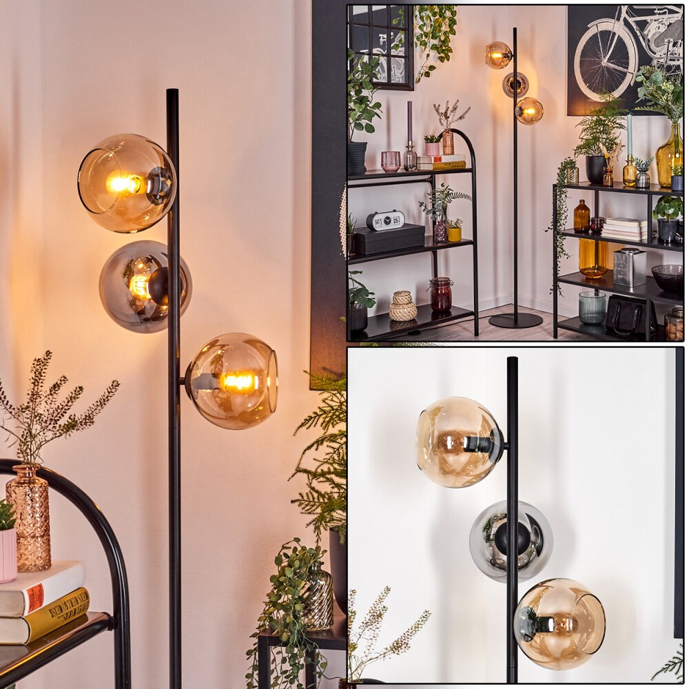 Koyoto Lampadaire Ambre, Chrome, Fumé, 3 lumières main product photo