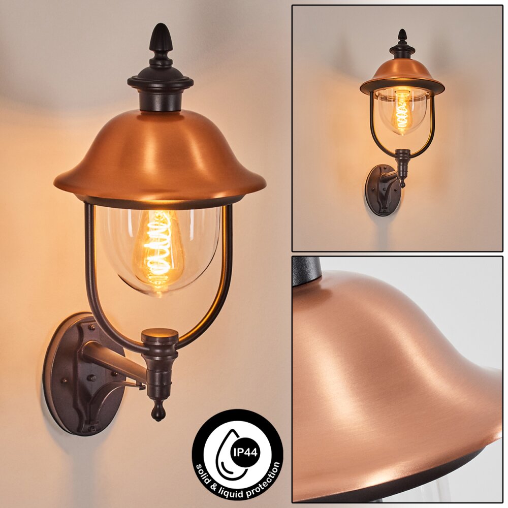Gascon Lampe murale d´extérieur, Applique murale Cuivre, Noir, 1 lumière main product photo