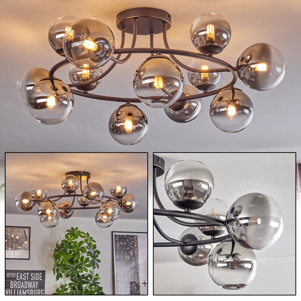 Chehalis Plafonnier, Boule lumineuse 76 cm Clair, Fumé, 12 lumières main product photo