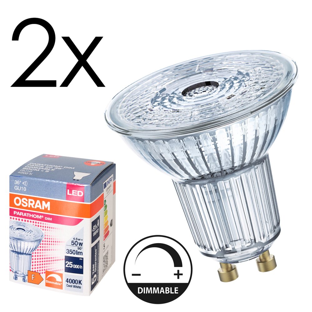 Luminaires Osram GU10 LED 4.5 Watt blanc neutre dimmable 350 Lumen main product photo