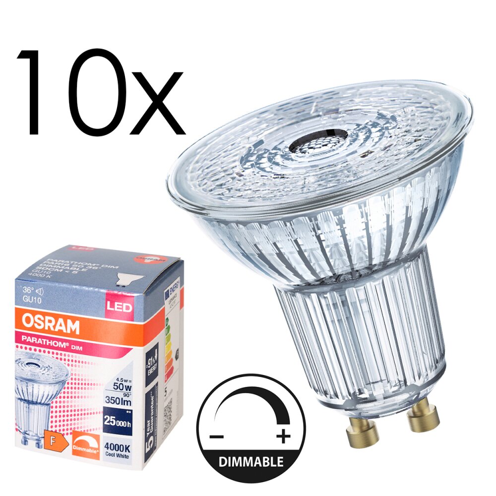 Luminaires Osram GU10 LED 4.5 Watt blanc neutre dimmable 350 Lumen main product photo