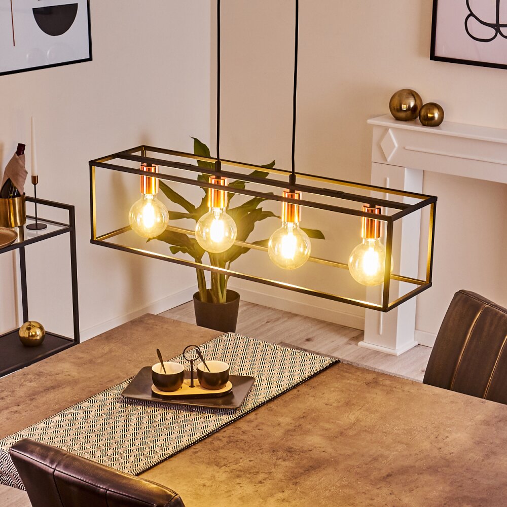Suspension Flambeau Noir, 4 lumières main product photo