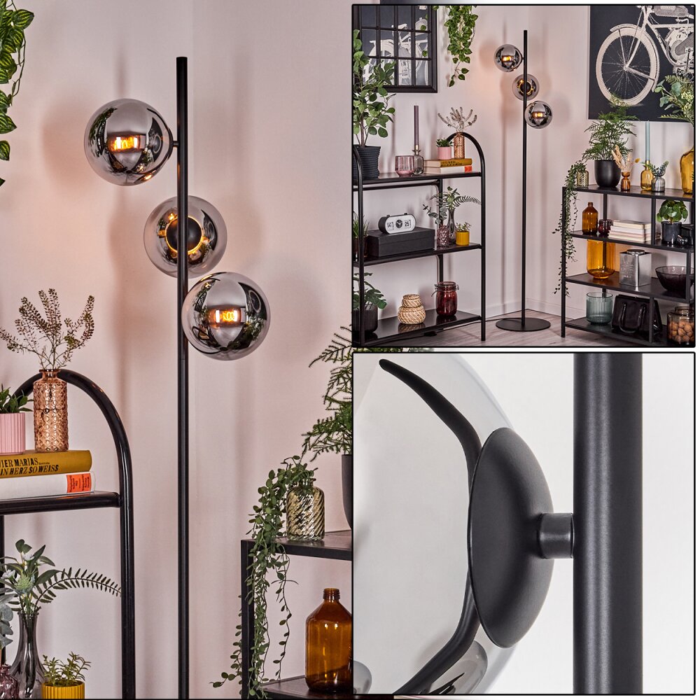 Gastor Lampadaire Chrome, Fumé, 3 lumières main product photo