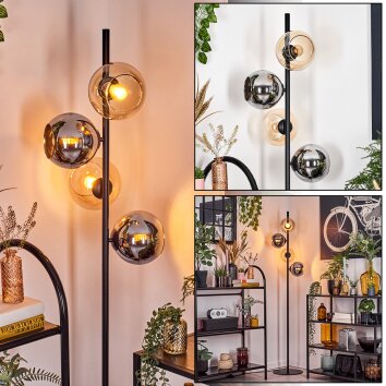Koyoto Lampadaire 31 cm Ambre, Chrome, Fumé, 4 lumières