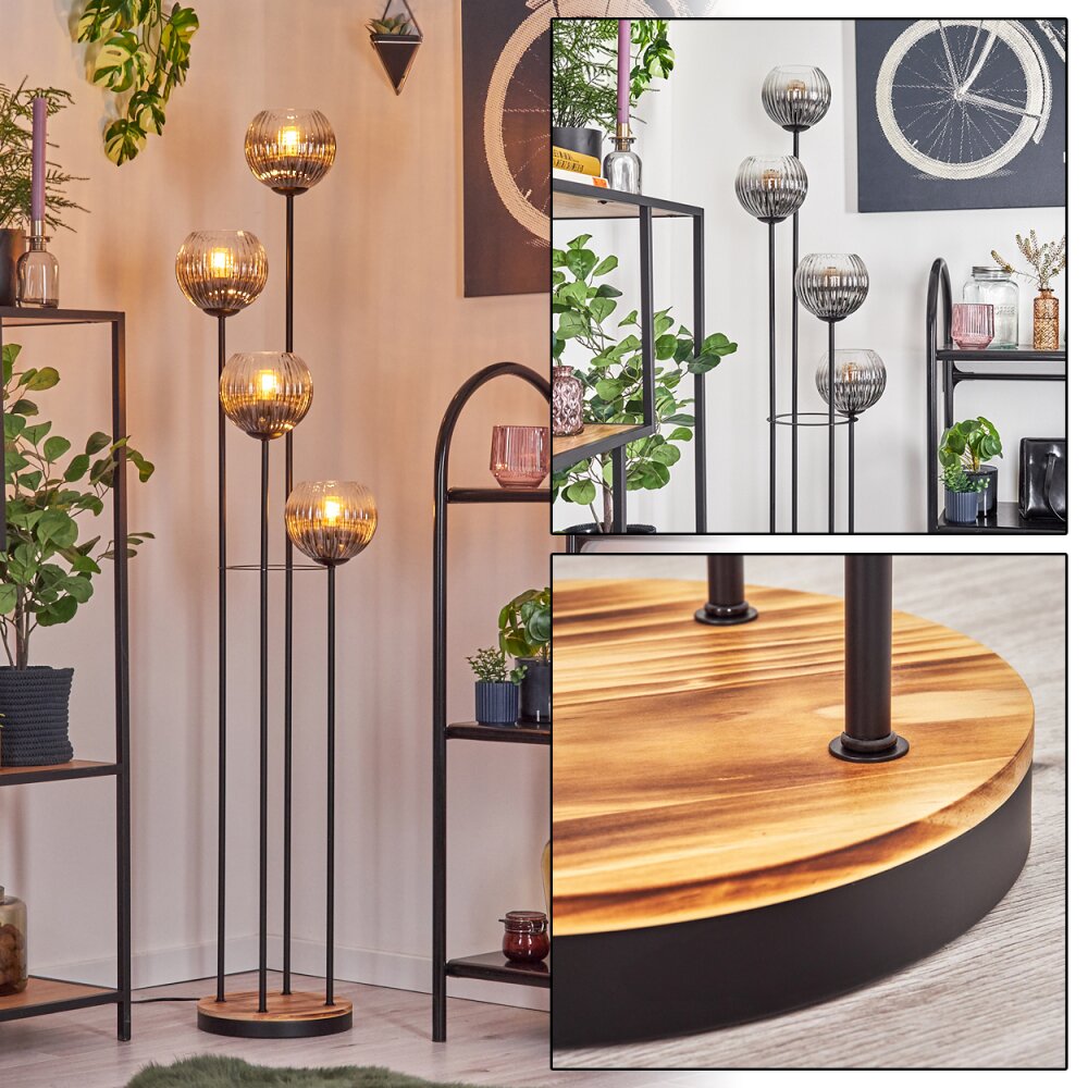 Gastor Lampadaire 25 cm Bois clair, Noir, 4 lumières main product photo