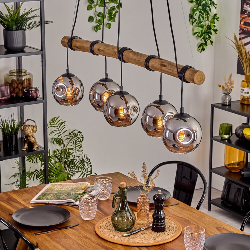 Ripoll Suspension, Boule lumineuse, Suspension Écru, Noir, 5 lumières main product photo