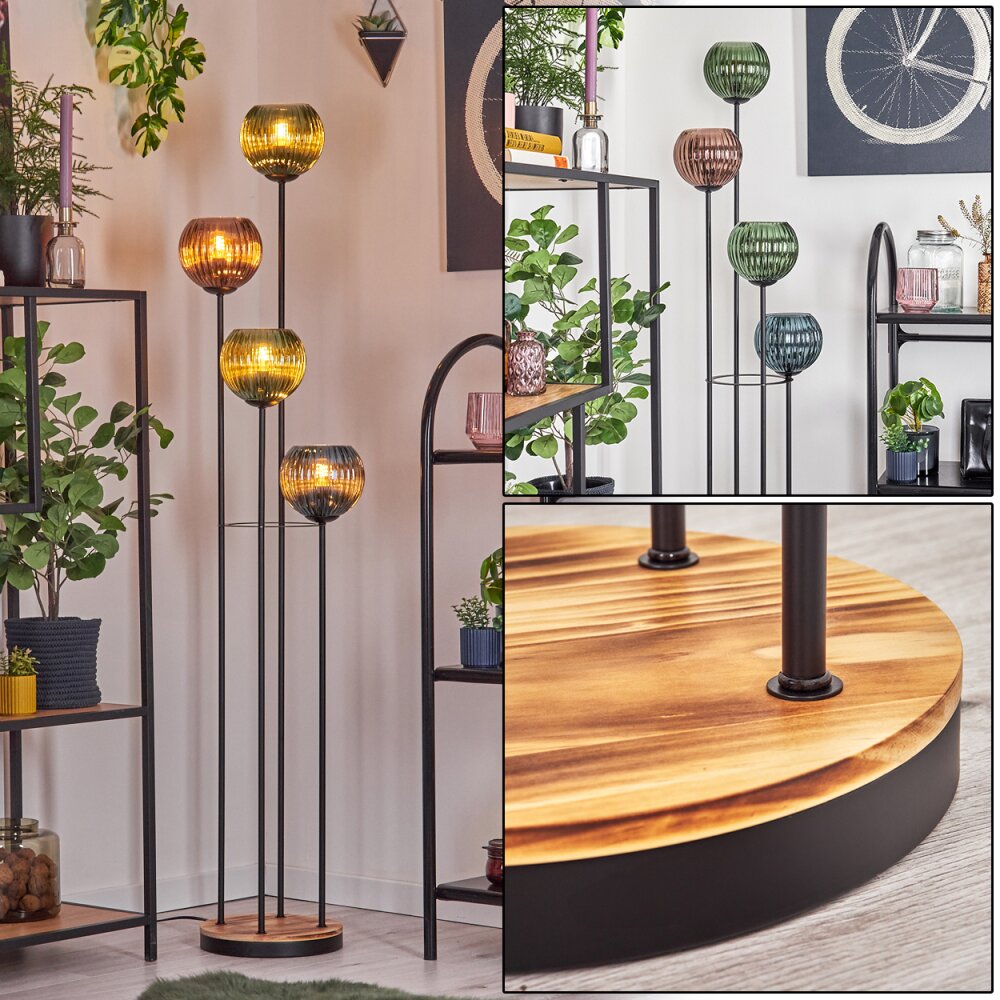 Koyoto Lampadaire 30 cm Bois clair, Noir, 4 lumières main product photo