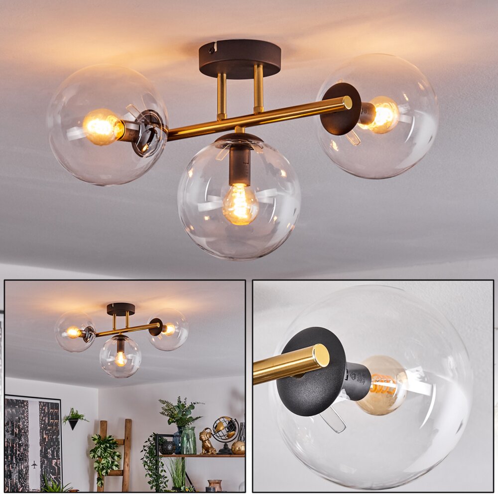 Gastor Plafonnier, Boule lumineuse 42 cm Or, Noir, 3 lumières main product photo