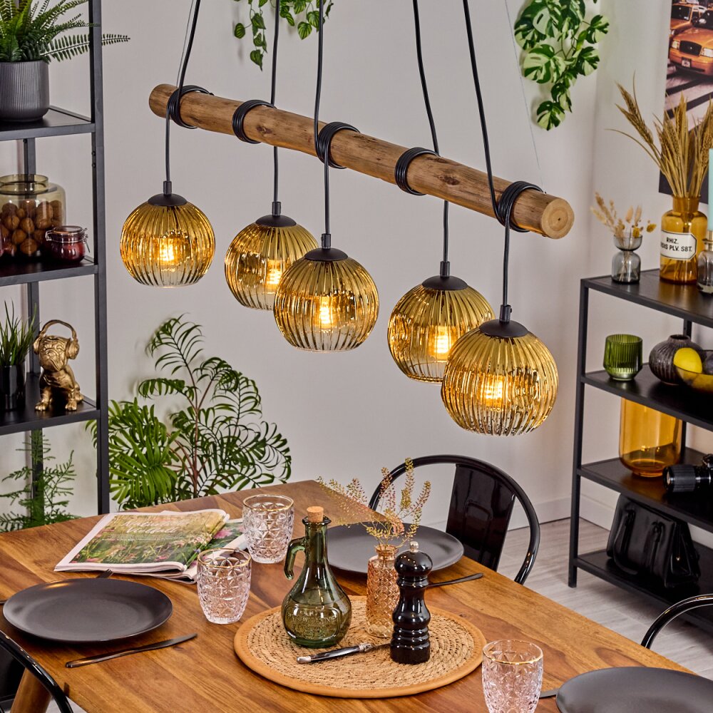 Ripoll Suspension, Boule lumineuse, Suspension Écru, Noir, 5 lumières main product photo