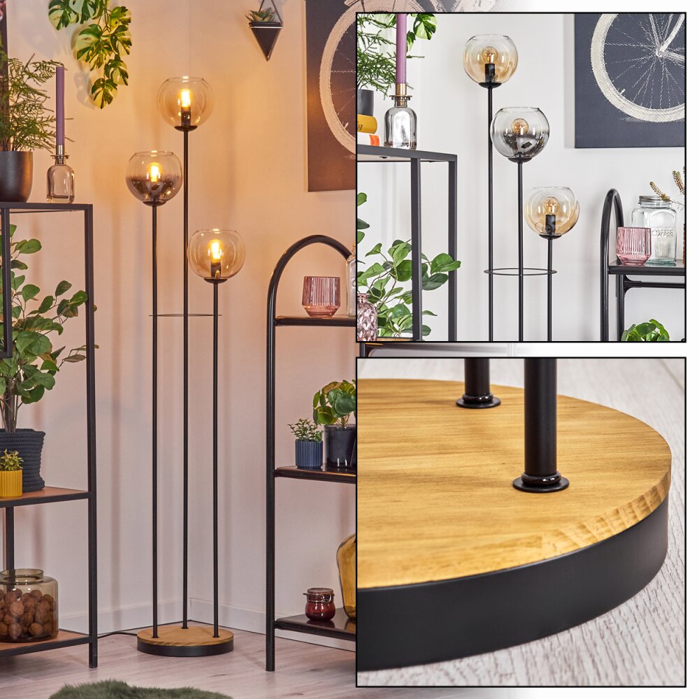 Koyoto Lampadaire 25 cm Bois foncé, Noir, 3 lumières main product photo