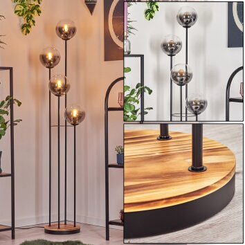 Gastor Lampadaire 30 cm Bois clair, Noir, 4 lumières Gastor Lampadaire 30 cm Bois clair, Noir, 4 lumières