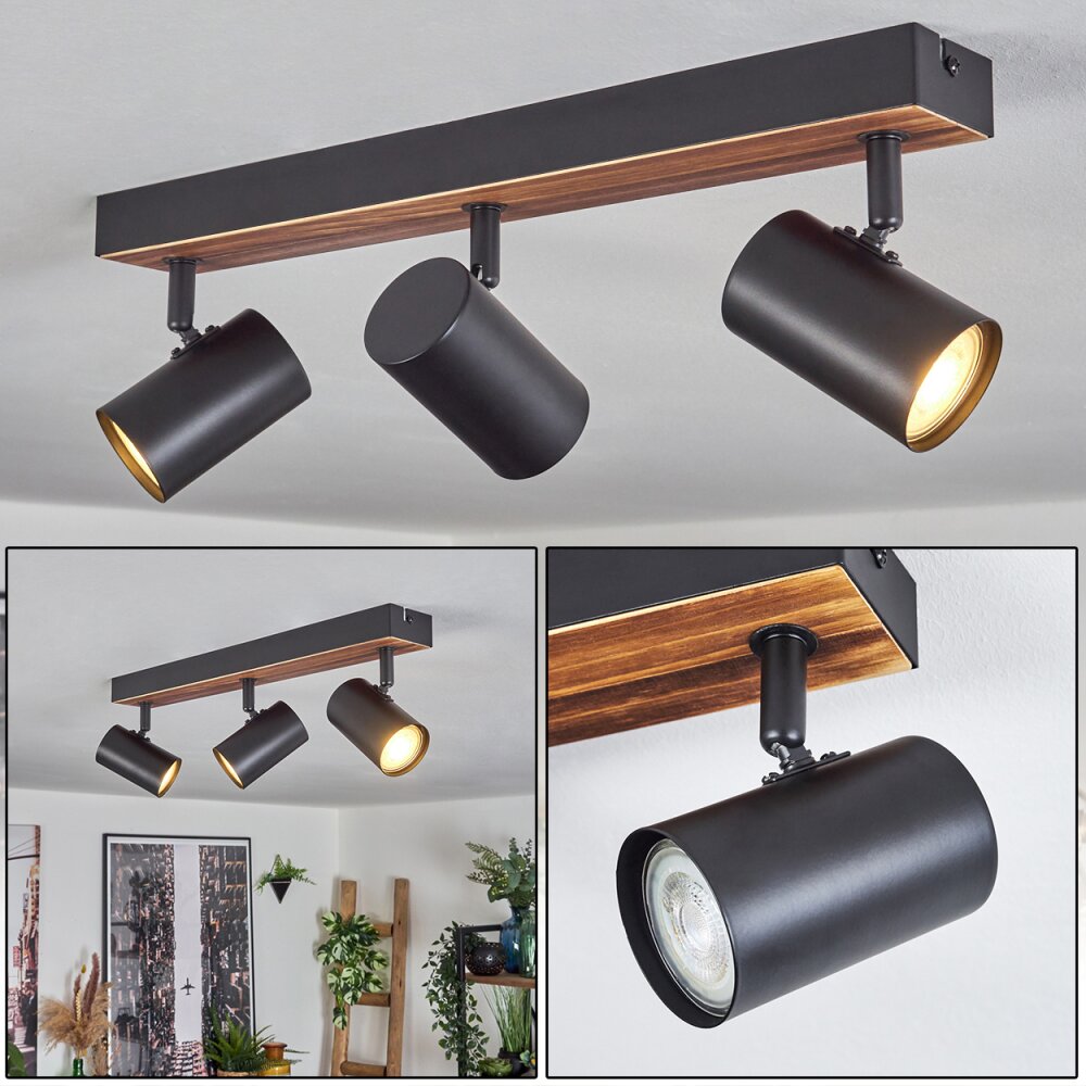 Gesteira Plafonnier, Spot de plafond Bois foncé, Noir, 3 lumières main product photo